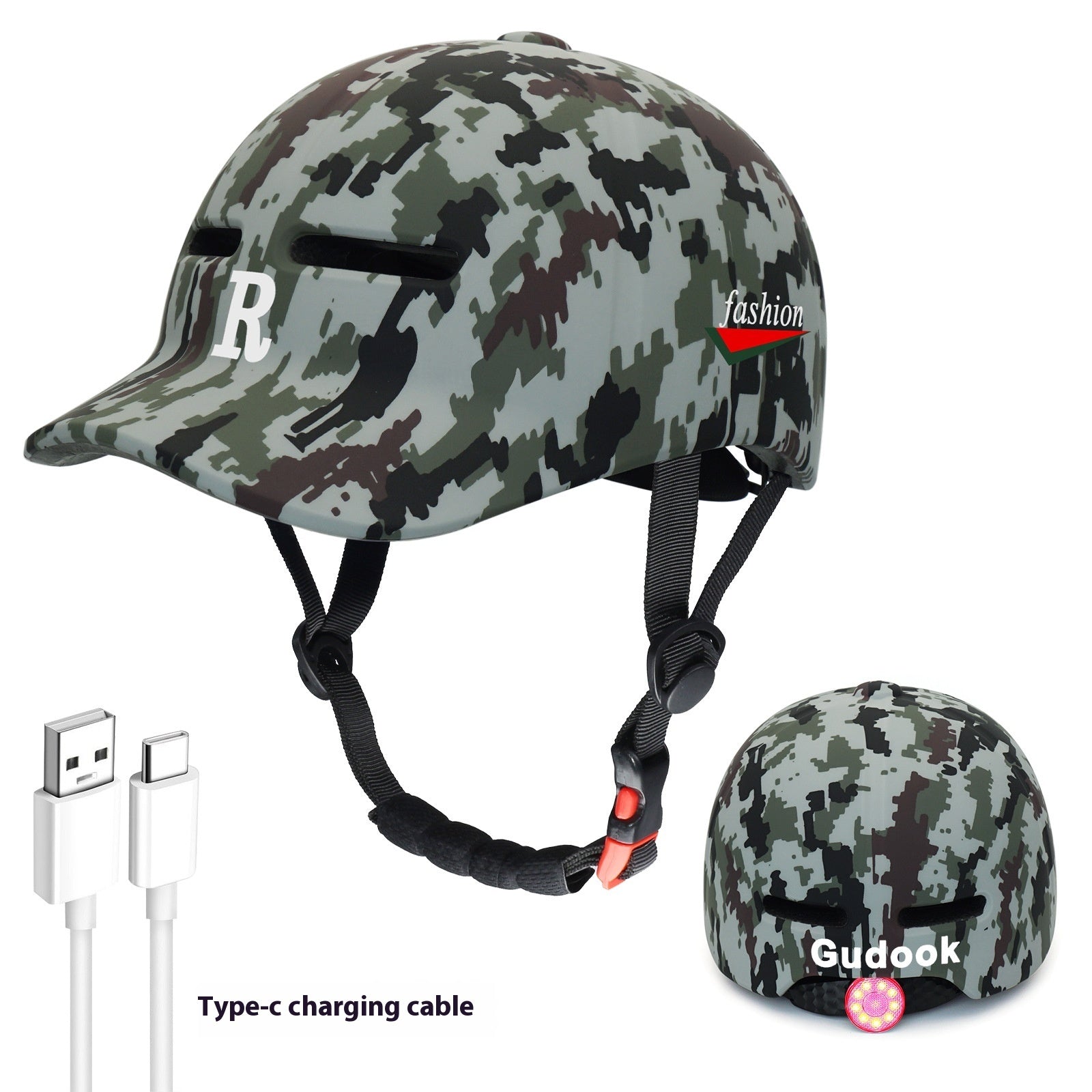 Duck Tongue Integrated Bicycle Riding Helmet Warning Light