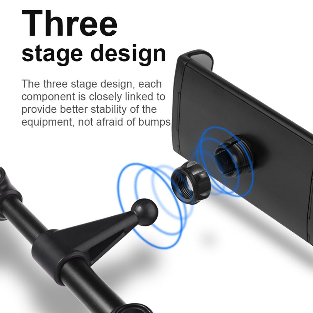 Space aluminum alloy car rear seat headrest mobile phone flat navigation bracket does not block the button