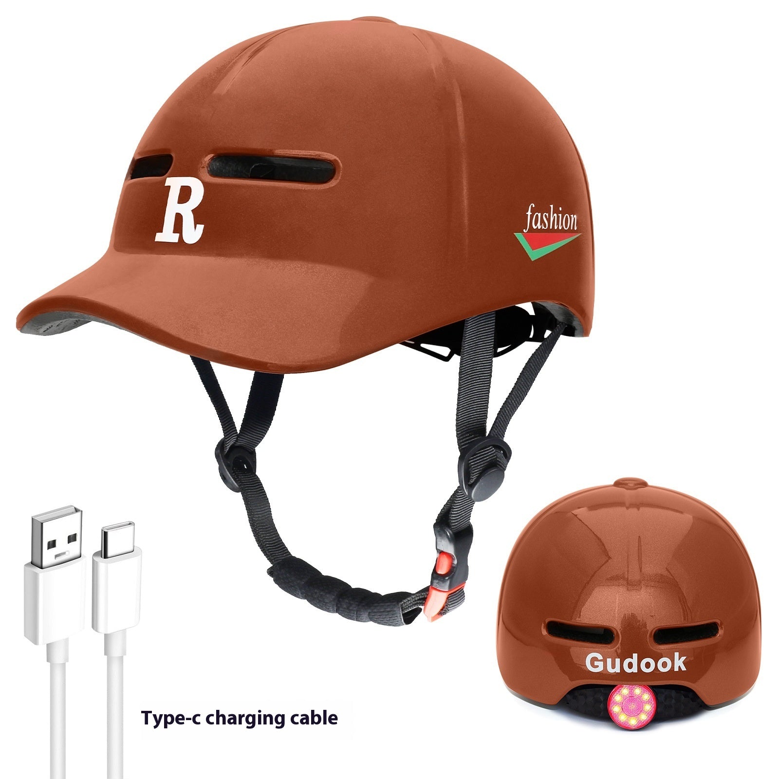 Duck Tongue Integrated Bicycle Riding Helmet Warning Light