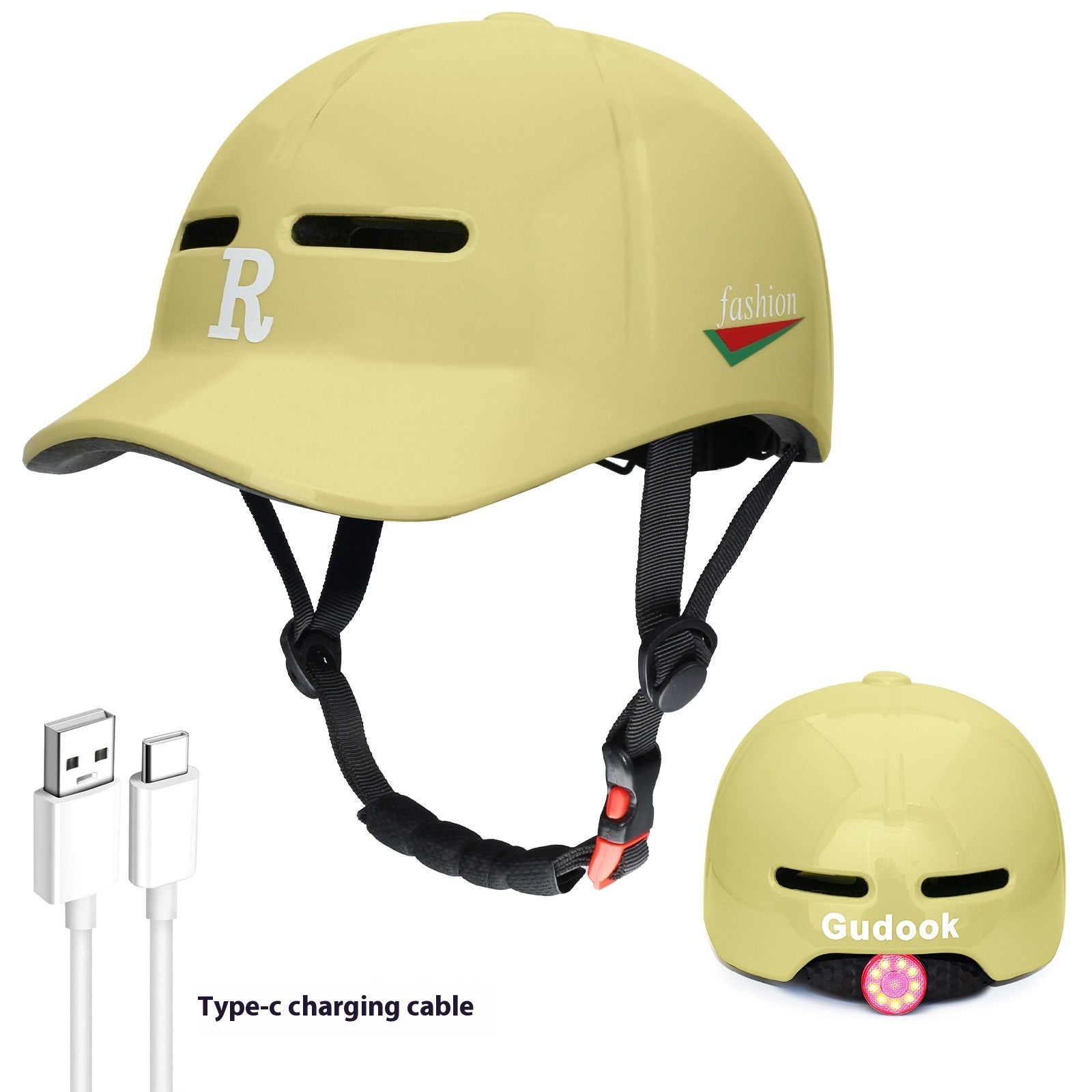 Duck Tongue Integrated Bicycle Riding Helmet Warning Light